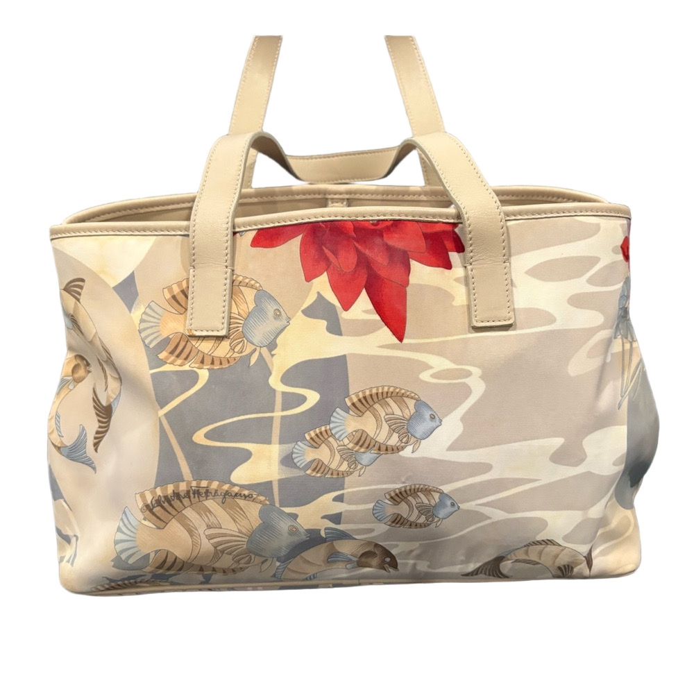 SALVATORE FERRAGAMO FLOWER LOTUS FISH PRINT - Picture 3 of 16
